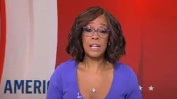 Christopher John Rogers Vestido midi de rayas en bloques de color usado por Gayle King visto en CBS Mornings el 28 de junio de 2024