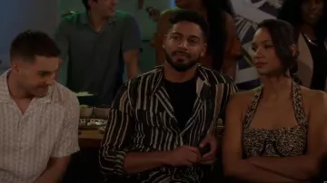 Emporio Armani Share Add to Wish List Printed Ramie Shirt with Guru Collar worn by Jordan Baker (Michael Evans Behling) as seen in All American (S06E14)