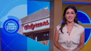 BCBGmaxazria Laser Cut Corset Belt worn by  Erielle Reshef as seen in Good Morning America on June 28, 2024