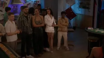 Aquazzura Chance Knotted Platform Satin Sandals worn by Olivia Baker (Samantha Logan) as seen in All American (S06E14)
