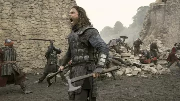 Vikings: Valhalla - TV Series Accessories: Leif Eriksson (Sam Corlett) is using pair of Axes in Season 3