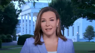 The Relaxed Double Breasted Long Blazer worn by Mary Bruce as seen in Good Morning America on  July 8, 2024