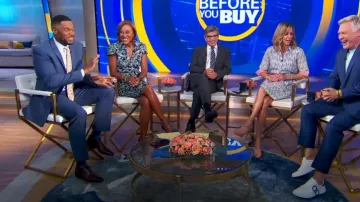 Badgley Mischka Floral Collared Sheath worn by Robin Roberts as seen in Good Morning America on July 8, 2024