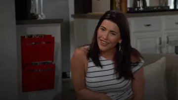 Zara Ruched Asymmetric Rib Top worn by  Steffy Forrester  (Jacqueline MacInnes Wood) as seen in The Bold and the Beautiful on July 9, 2024