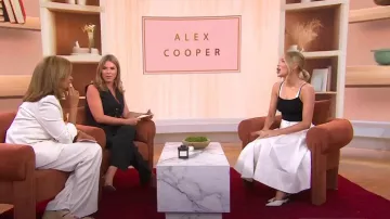 Jimmy Choo Maryanne 65MM Leather Slingback Pumps In Latte Black worn by Alex Cooper as seen in Today on  July 8, 2024