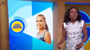 J. Mendel Sleeveless Embossed Foil Dress worn by Deborah Roberts as seen in Good Morning America on  July 9, 2024
