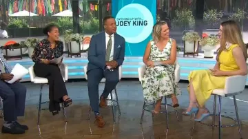 Malone Souliers Riley 90 Heeled Sandals worn by Joey King as seen in Today on July 9, 2024