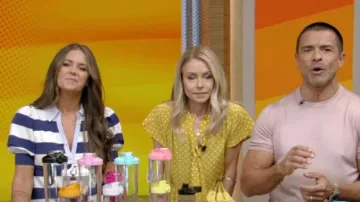 Anthropologie Maeve Puff-Sleeve Polo Top worn by Monica Mangini as seen in LIVE with Kelly and Mark on July 10, 2024