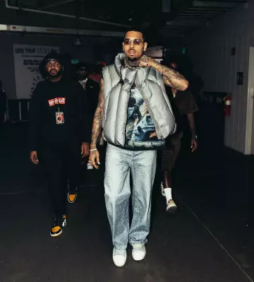 Rick Owens Pale Blue Leather Jumbolace Low-Top Sneakers worn by Chris Brown on the Instagram account @chrisbrownofficial