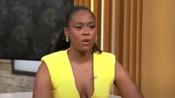 Gilet AS by DF Merci porté par Moses Ingram tel qu’on le voit dans CBS Mornings le 11 juillet 2024