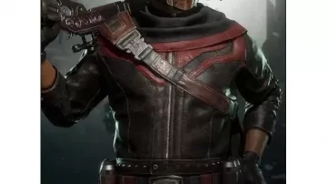 Mortal Kombat 11 Ultimate Outfits: Erron Black is wearing brown leather jacket in the video game
