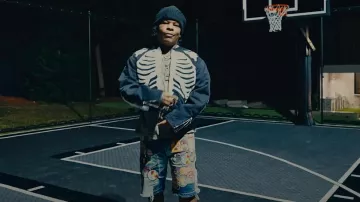 Kapital Blue Patches Zephyros Insane Shorts worn by Rylo Rodriguez in Veeze - F.A.F (ft. Rylo Rodriguez) [Official Music Video]