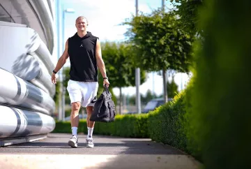 Nike White Big Logo Sweatshorts worn by Erling Braut Håland on the Instagram account @erling.haaland