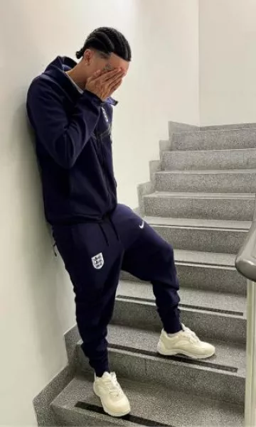 Nike England Navy Fleece Joggers worn by Central Cee on the Instagram account @centralcee