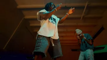 Satoshi Nakamoto Faded Black Denim Padded Side Shorts worn by Jack Boy in Jackboy - Really Rich (Official Video) (feat. Key Glock)