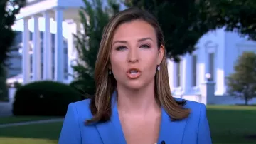 Veronica Beard Miller Dickey Jacket in Bluebell worn by Mary Bruce as seen in Good Morning America on July 15, 2024