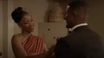 Herve Leger Ruched Woven Combo Gown worn by Grace James (Karimah Westbrook) as seen in All American (S06E15)