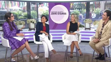Sandales à plateforme en cuir Miu Miu portées par Savannah Sellers, comme on le voit dans Today le 17 juillet 2024