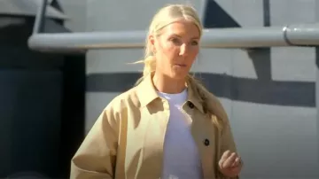 Toteme Women Cotton Detachable Lining Mid-length A-line Trench Coat worn by Sarah Baeumler as seen in Battle on the Beach (S04E06)