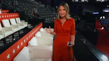 Staud Joan Stretch-Cotton Maxi Shirtdress worn by Savannah Guthrie as seen in Today on July 18, 2024