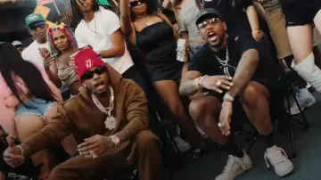 Balenciaga Black Chunky Paper Rectangle Sunglasses worn by Fivio Foreign in French Montana Fabolous Fivio Foreign - “To The Moon” ( Official Video)