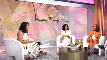 Mango Flowy Pleated Dress worn by Nancy Chen as seen in CBS Mornings on July 18, 2024