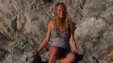 Mamma Mia! Movie Outfits: Sophie (Amanda Seyfried) is wearing Blue Swimsuit