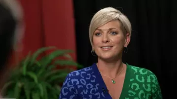 FARM Rio Mixed Leopards Knit Midi Cardigan Dress worn by Jamie Yuccas as seen in CBS Mornings on  July 21, 2024
