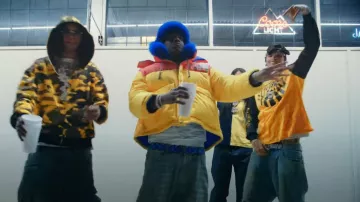 Gucci x The North Face Yellow & Multicolor Down Jacket worn by Lil Yachty in Lets Get On Dey Ass