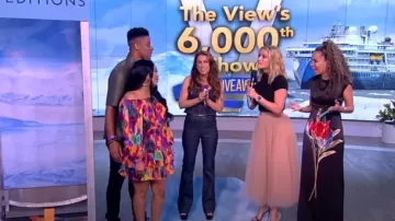Cinq a Sept Alina Topstitch Stripe Jeans worn by Alyssa Farah as seen in The View on  July 19, 2024