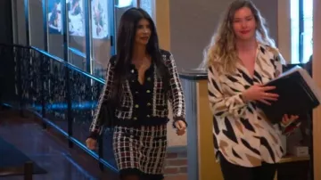 Cardigan en tweed à carreaux Milly porté par Teresa Giudice comme on le voit dans The Real Housewives of New Jersey (S14E11)