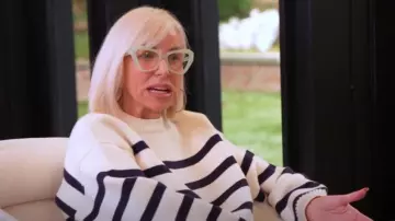 Zara Women's Striped Sweater Oversized Cream Black worn by Margaret Josephs as seen in The Real Housewives of New Jersey (S14E11)