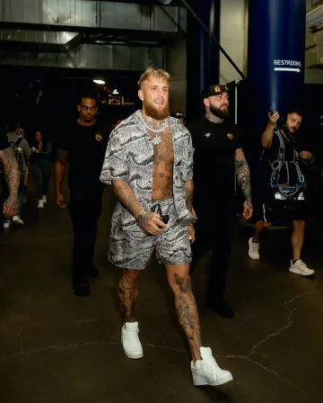 Amiri Grey Wavy Embellished Shirt worn by Jake Paul on the Instagram account @jakepaul