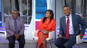 Vestido midi de camisa con lazo delantero Mable usado por Sheinelle Jones como se ve en Today el 22 de julio de 2024