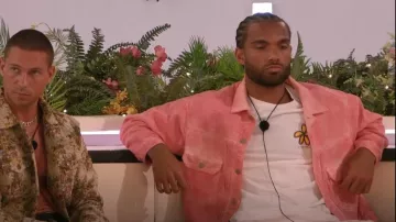 Levi's Dyed Jacquard Trucker Jacket Black White Pink worn by Reuben Collins as seen in Love Island (S11E47)