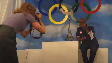 Polo Ralph Lauren Team USA Custom Slim Fit Polo Shirt in Navy worn by Al Roker as seen in Today on July 23, 2024