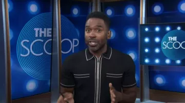 Reiss Christophe Ribbed Dual Zip-Front Shirt in Black worn by Justin Sylvester as seen in Today with Hoda & Jenna on July 23, 2024