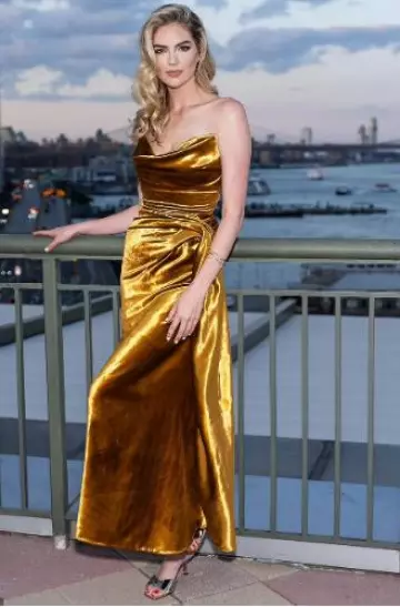 Jason Wu Collection Shiny Velvet Strapless Cocktail Dress worn by Kate Upton at V Magazine Dinner Party on July 19, 2024
