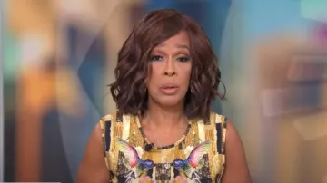 Alexander McQueen Hummingbird Dress worn by Gayle King as seen in CBS Mornings on  July 23, 2024