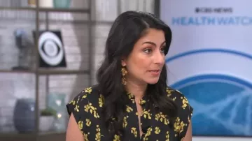 Vince Dandelion Shell worn by Celine Gounder as seen in CBS Mornings on  July 24, 2024
