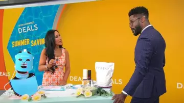 Robe géométrique vintage Milly portée par Elizabeth Werner telle que vue dans CBS Mornings le 24 juillet 2024