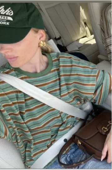 Kapital Multi-Stripe Jersey Huge T-Shirt worn by Elsa Hosk on her Instagram Story on July 20, 2024