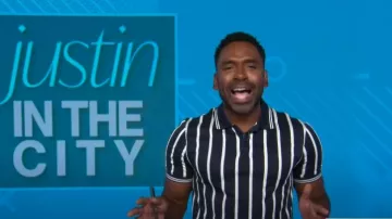 Ted Baker Kimbell Braided Stripe Polo worn by Justin Sylvester as seen in Today with Hoda & Jenna on July 24, 2024