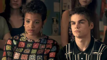Skins TV show Wardrobe: Liv Malone (Laya Lewis) is wearing House of Holland Granny Square Print Dress in season 6, episode 8