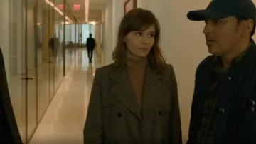 Sandro Checked Long Coat worn by Kristen Bouchard (Katja Herbers) as seen in Evil (S04E09)