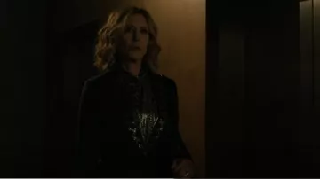The Kooples Black Jacket with Pearl Details worn by Sheryl Luria (Christine Lahti) as seen in Evil (S04E10)