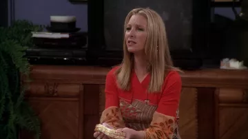 Friends TV show Wardrobe: Phoebe Buffay (Lisa Kudrow) is wearing Custo Barcelona Red Top in season 7, episode 3