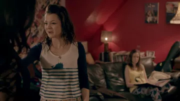 Skins Outfits: Kathryn Prescott is wearing Striped Whale Top to portray in season 7, episode 2 Emily (Kathryn Prescott) Skins (S07E02)