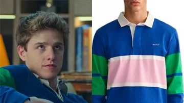 Elite Tv series Wardrobe: Héctor Krawietz (Nuno Gallego) is wearing Blue Rugger Long Sleeves Polo Shirt in season 8, episode 2