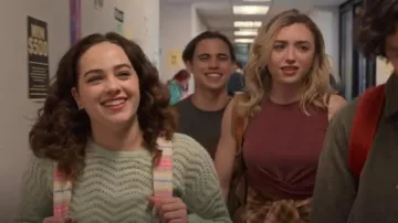 Marine Layer Ruby Pointelle Sweater worn by Samantha LaRusso (Mary Mouser) as seen in Cobra Kai (S06E04)